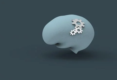 Working brain and rational thinking concept in dark monochromatic color Stock Illustration