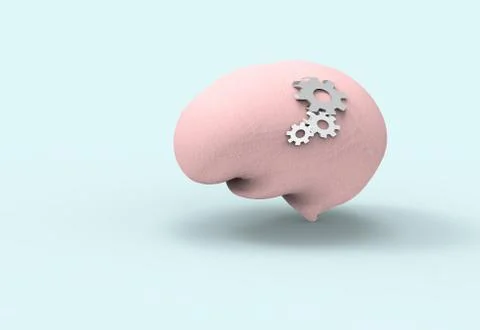 Working brain and rational thinking concept in pink and blue color Stock Illustration