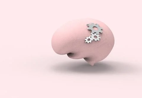 Working brain and rational thinking concept in pink monochromatic color Stock Illustration