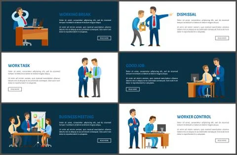 Working Break, Workers Dismissal, Good Bad Control Stock Illustration