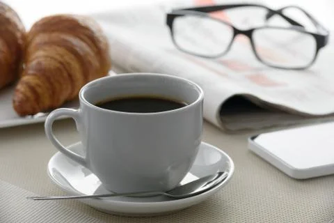 Working breakfast at the hotel Stock Photos