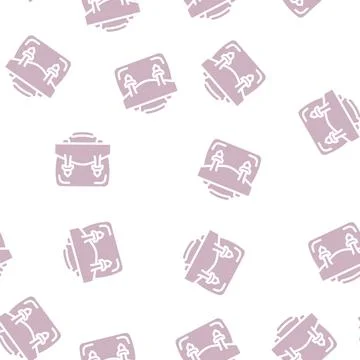Working briefcase glyph vector seamless pattern Stock Illustration