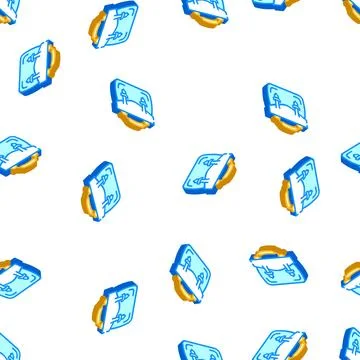 Working briefcase isometric icon seamless pattern Stock Illustration