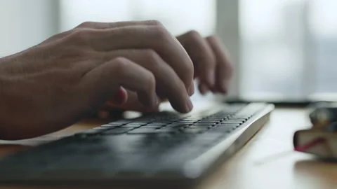 Working Business Man Typing on Computer Keyboard in Office Close-up 4k Stock Footage 169071650