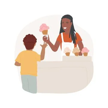 Working in a cafe isolated cartoon vector illustration. Ilustración de archivo