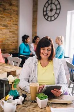 Working In A Cafe Stockfoto's