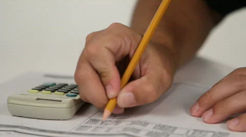 Working With Calculator Stock Footage 836996