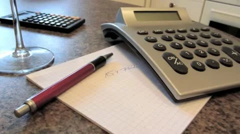 Working with calculator in the office Video stock 22134753