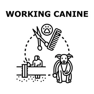 Working canine concept combining various professional dog roles Stock Illustration