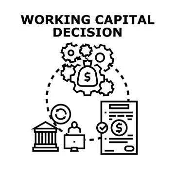 Working capital decision making process with financial planning Stock Illustration