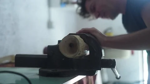 Working carpenter close up Stock Footage 204163485