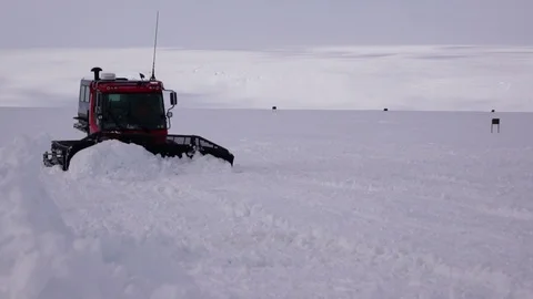 Working catepillar on the glacier Stock Footage 93191419