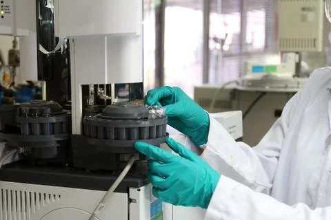 Working on a centrifuge 스톡 사진