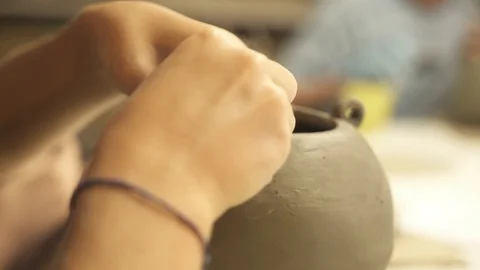 Working on a Ceramic Pot Video stock 85630752