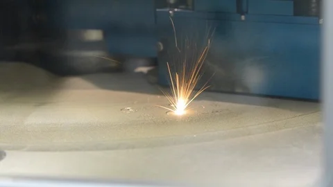 Working chamber Laser sintering machine for metal. 3D printer printing metal. Stock Footage 89927697
