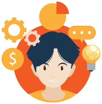Working character flat design for web banner Stock Illustration