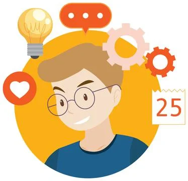 Working character flat design for web banner Stock Illustration