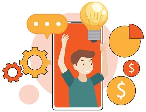 Working character flat design for web banner Stock Illustration