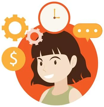 Working character flat design for web banner Stock Illustration