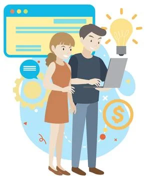 Working characters flat design for web banner Stock Illustration