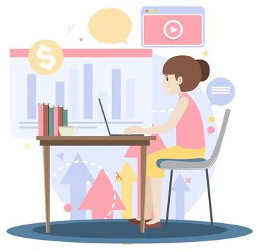 Working characters flat design for web banner Stock Illustration