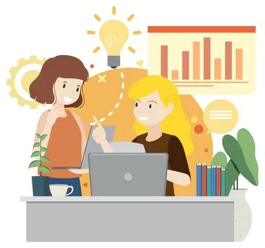 Working characters flat design for web banner Illustrazione stock