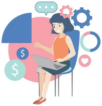 Working characters flat design for web banner Stock Illustration