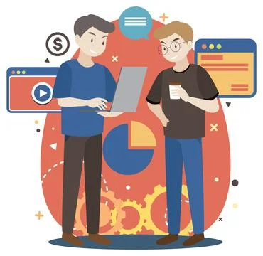 Working characters flat design for web banner Stock Illustration