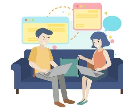 Working characters flat design for web banner Stock Illustration