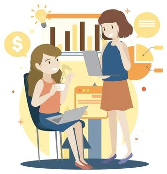 Working characters flat design for web banner Stock Illustration