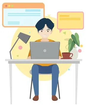 Working characters flat design for web banner Stock Illustration