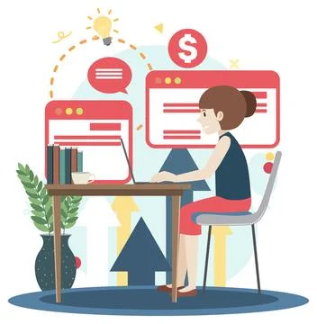 Working characters flat design for web banner Stock Illustration