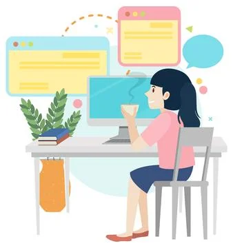 Working characters flat design for web banner Stock Illustration