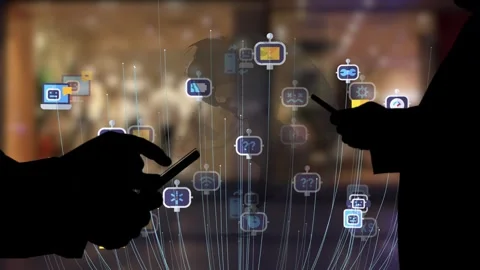 Working with chat gpt bot AI online, connecting with AI and using a chat GPT. IT Stock Footage 245481245