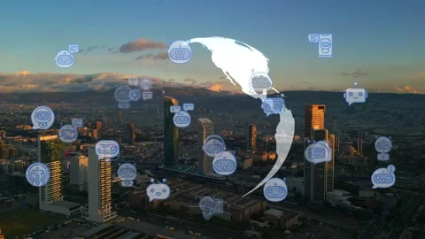 Working with chat gpt bot AI online, connecting with AI and using a chat GPT. IT Stock Footage 252125605