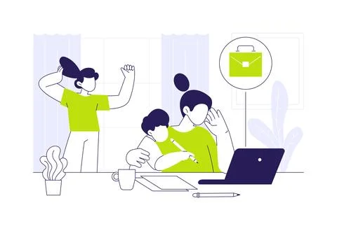 Working with children isolated cartoon vector illustrations. Stock Illustration
