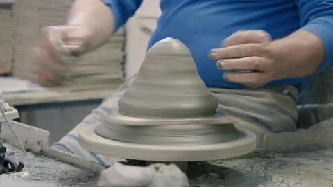 Working the clay with hands Stock Footage 87031110