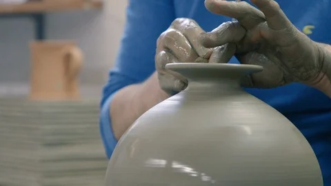Working the clay with hands Stock Footage 87031168