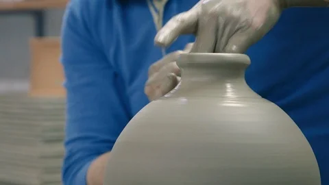 Working the clay with hands Stock Footage 87031234