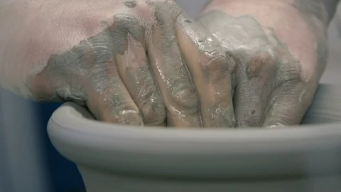Working the clay with hands Stock Footage 87031235
