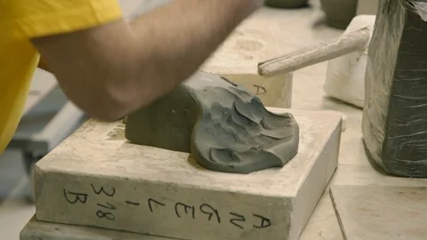 Working the clay with hands Stock Footage 87031617