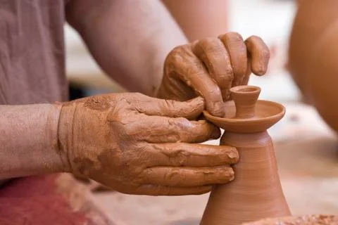 Working with clay. Stock Photos