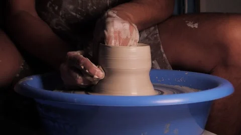 Working With Clay On A Pottery Wheel Stock Footage 316909819