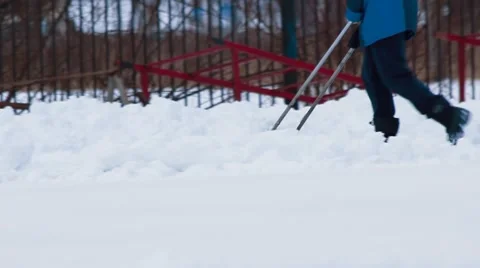 Working cleans the road from snow Stock Footage 45143105