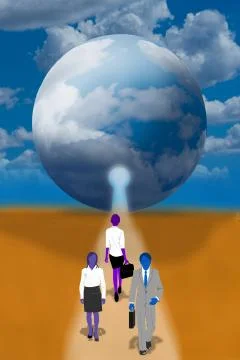 Working in the cloud. Stock Illustration