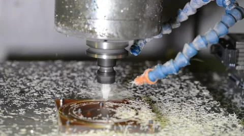 Working CNC milling machine drills in plastic detail making plastic shaving Vídeo Stock 49010203