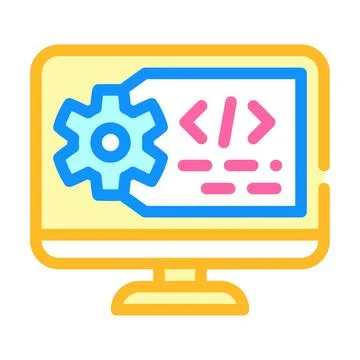 Working code computer screen color icon vector illustration Stock Illustration
