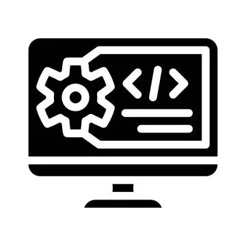 Working code computer screen glyph icon vector illustration 스톡 일러스트