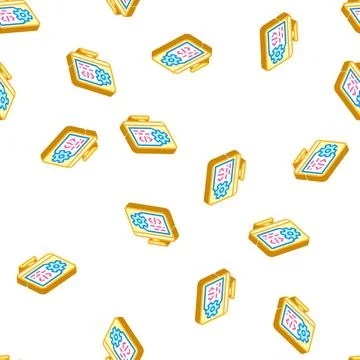 Working code computer screen isometric icon seamless pattern Illustrazione stock