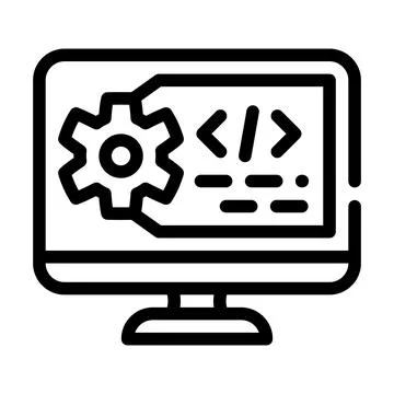 Working code computer screen line icon vector illustration Stock Illustration